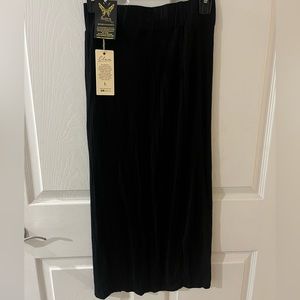 NWT black bodycon tight fitted midi maxi skirt with slit size large Elan